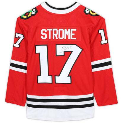 C.Blackhawks #17 Dylan Strome Fanatics Authentic Autographed Jersey Red Stitched American Hockey Jerseys - Main View