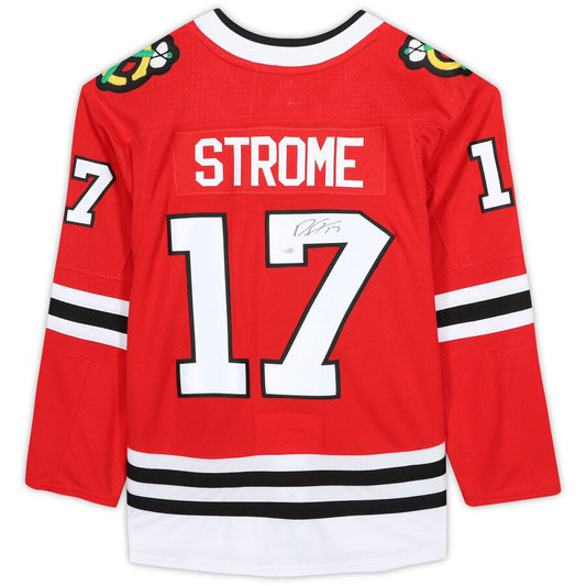 C.Blackhawks #17 Dylan Strome Fanatics Authentic Autographed Jersey Red Stitched American Hockey Jerseys - Main View