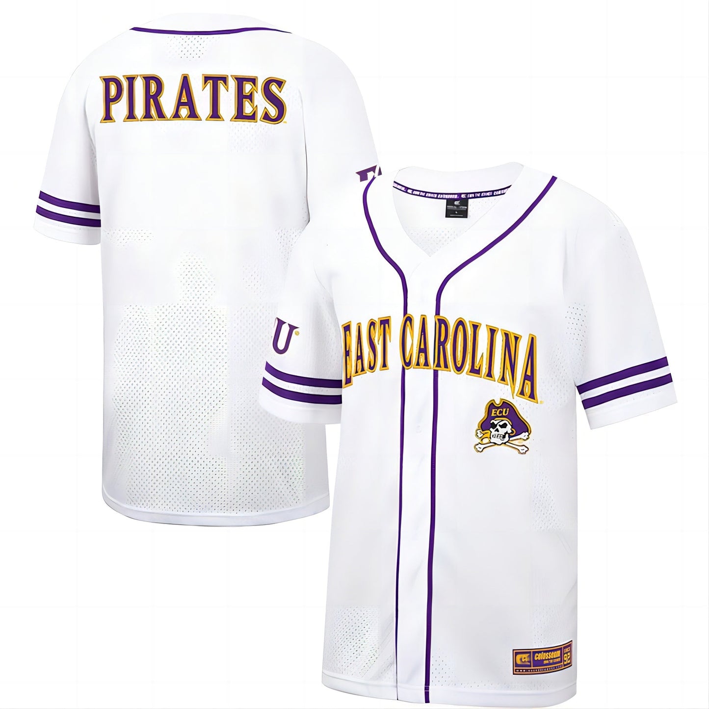 E.Pirates Colosseum Free Spirited Baseball Jersey WhitePurple Stitched American College Jerseys - Main View