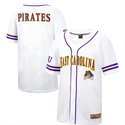 E.Pirates Colosseum Free Spirited Baseball Jersey WhitePurple Stitched American College Jerseys - Main View