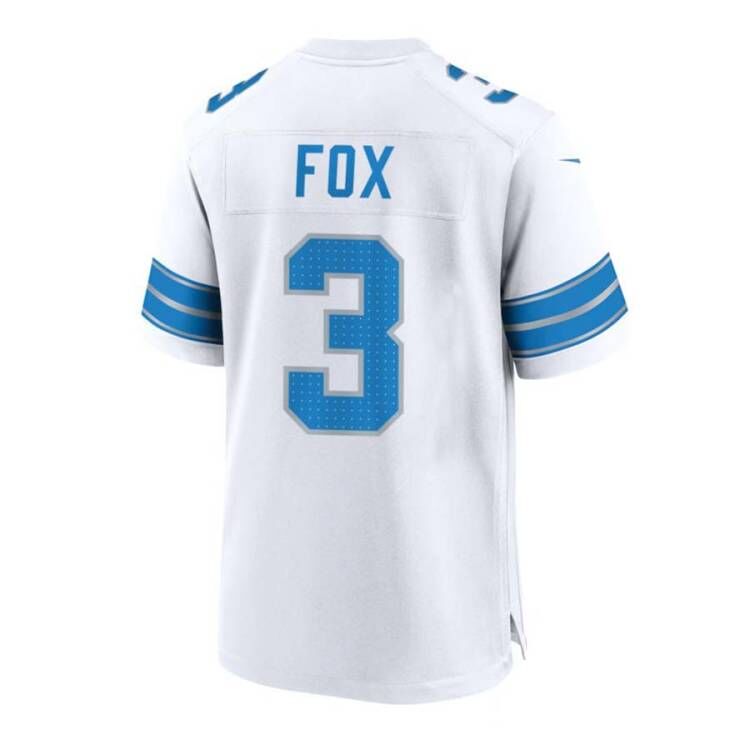 D.Lions #3 Jack Fox White Alternate Game American Football Jerseys - Main View