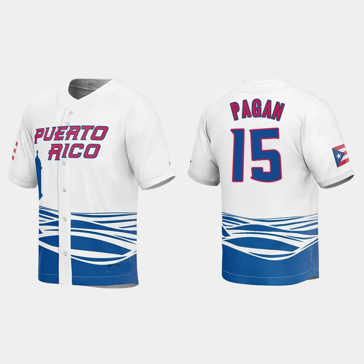 #15 EMILIO PAGAN PUERTO RICO BASEBALL 2023 WORLD BASEBALL CLASSIC JERSEY ¨C WHITE Stitches Baseball Jerseys - Main View