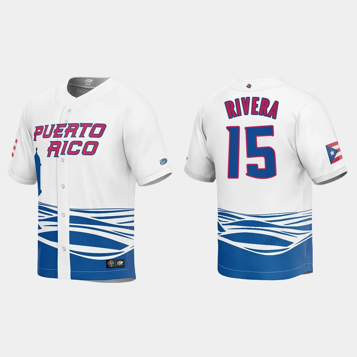 #15 EMMANUEL RIVERA PUERTO RICO BASEBALL 2023 WORLD BASEBALL CLASSIC JERSEY ¨C WHITE Stitches Baseball Jerseys - Main View