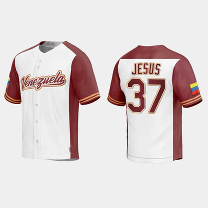 #37 ENMANUEL DE JESUS VENEZUELA BASEBALL 2023 WORLD BASEBALL CLASSIC REPLICA JERSEY ¨C WHITE Stitches Baseball Jerseys - Main View