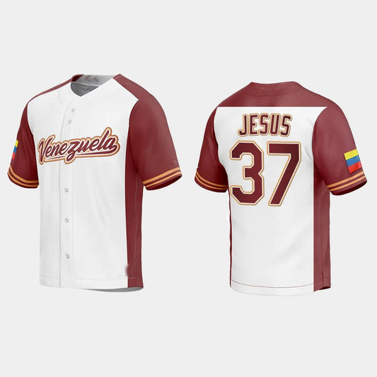 #37 ENMANUEL DE JESUS VENEZUELA BASEBALL 2023 WORLD BASEBALL CLASSIC REPLICA JERSEY ¨C WHITE Stitches Baseball Jerseys - Main View