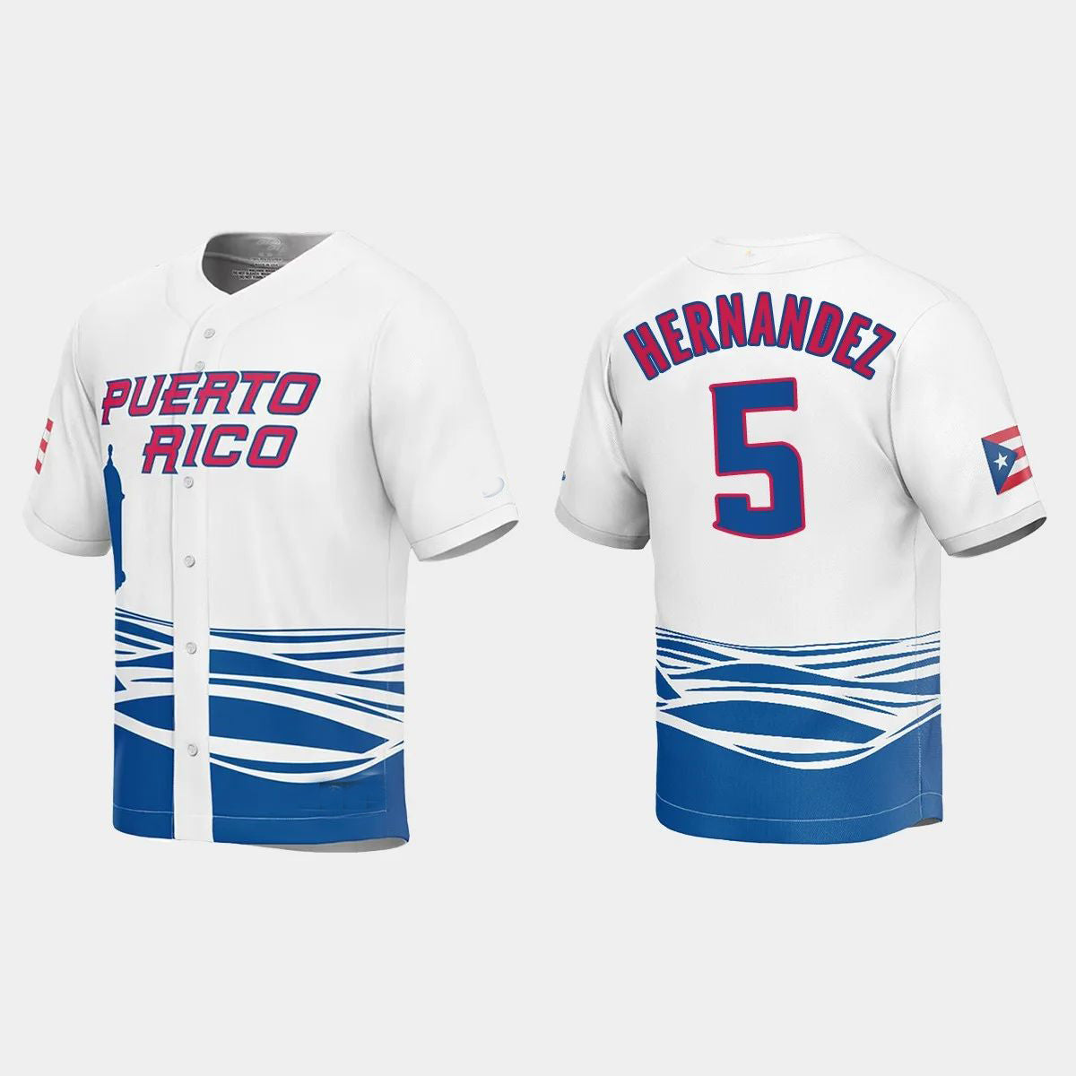 #5 ENRIQUE HERNANDEZ PUERTO RICO BASEBALL 2023 WORLD BASEBALL CLASSIC JERSEY - WHITE Stitches Baseball Jerseys