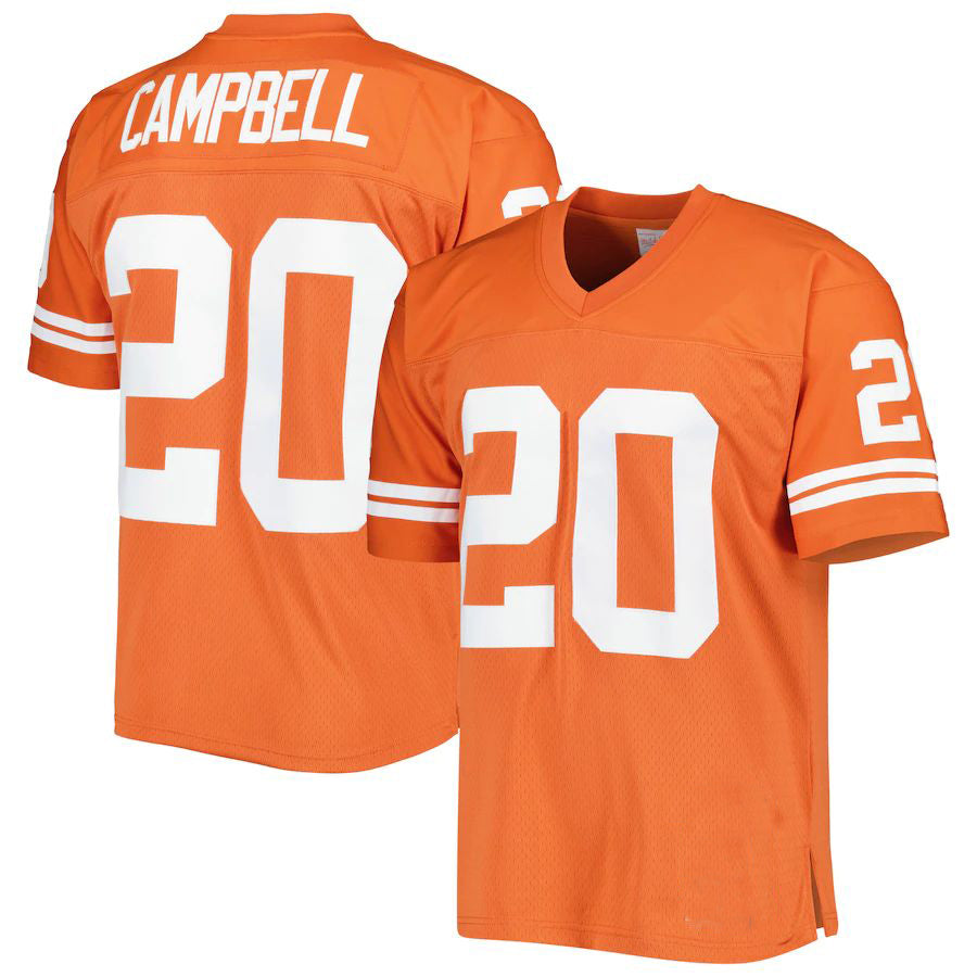 T.Longhorns #20 Earl Campbell Mitchell & Ness Authentic Jersey Texas Orange Stitched American College Jerseys - Main View