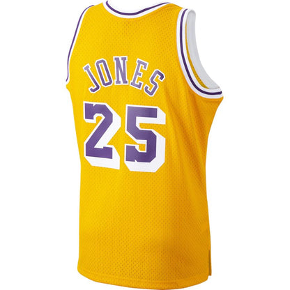 LA.Lakers #25 Ed Jones Mitchell & Ness 1994-95 Hardwood Classics Swingman Player Jersey Gold Stitched American Basketball Jersey - Main View