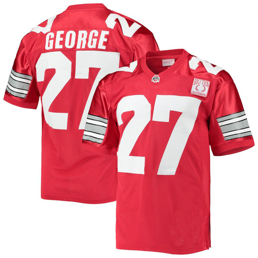 O.State Buckeyes #27 Eddie George Mitchell & Ness 1995 Authentic Throwback Scarlet Football Jersey Stitched American College Jerseys - Main View