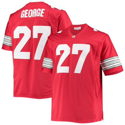 O.State Buckeyes #27 Eddie George Mitchell & Ness Big & Tall Legacy Alumni Jersey Scarlet Football Jersey Stitched American College Jerseys - Main View