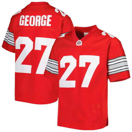 O.State Buckeyes #27 Eddie George Mitchell & Ness Replica Jersey Scarlet Football Jersey Stitched American College Jerseys - Main View