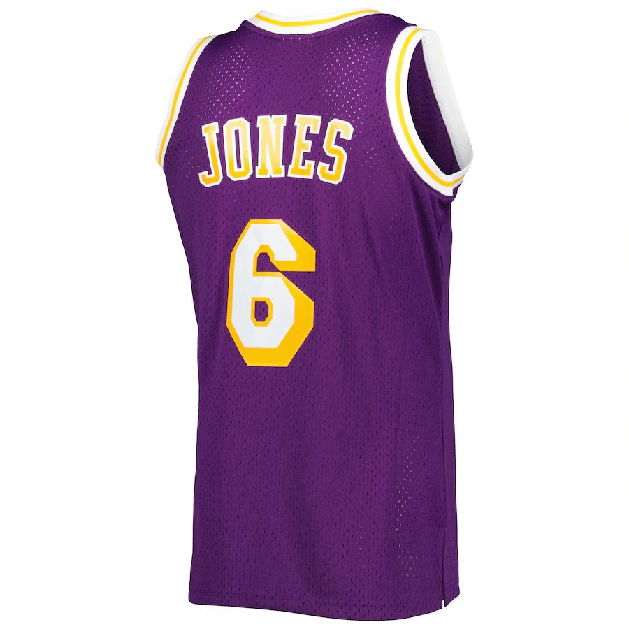 LA.Lakers #6 Eddie Jones Mitchell & Ness 1996-97 Hardwood Classics Swingman Jersey Purple Stitched American Basketball Jersey - Main View