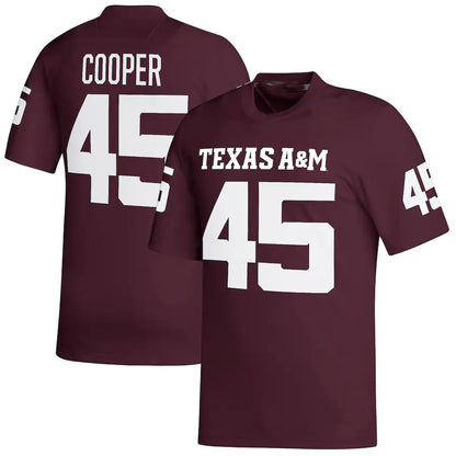 T.A&M Aggies #45 Edgerrin Cooper NIL Replica Football Jersey Maroon Stitched American College Jerseys - Main View