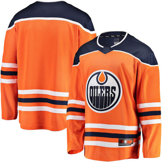 E.Oilers Home Fanatics Branded Breakaway Home Jersey Orange Stitched American Hockey Jerseys - Main View