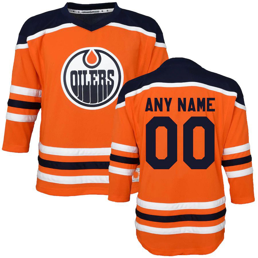 Custom E.Oilers Toddler Home Replica Orange Jersey Stitched American Hockey Jerseys - Main View