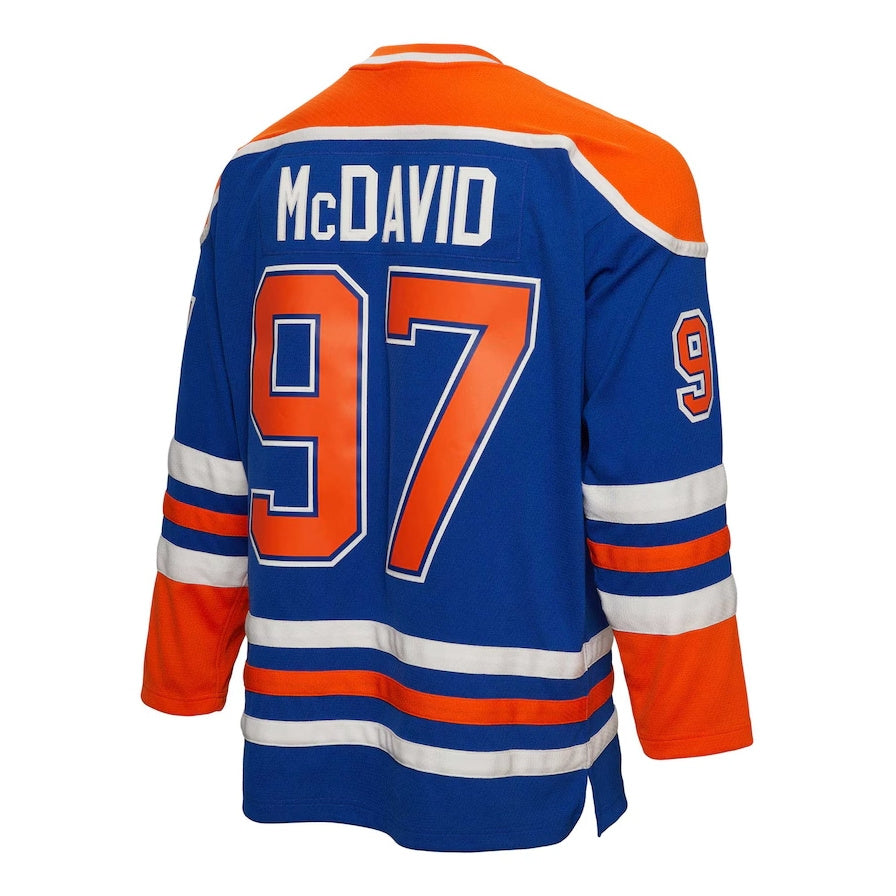 E.Oilers #97 Connor McDavid Mitchell & Ness 2015-16 Blue Line Player Jersey - Blue American Hockey Jerseys - Main View