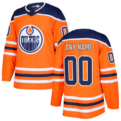 Custom E.Oilers Authentic Orange Jersey Stitched American Hockey Jerseys - Main View