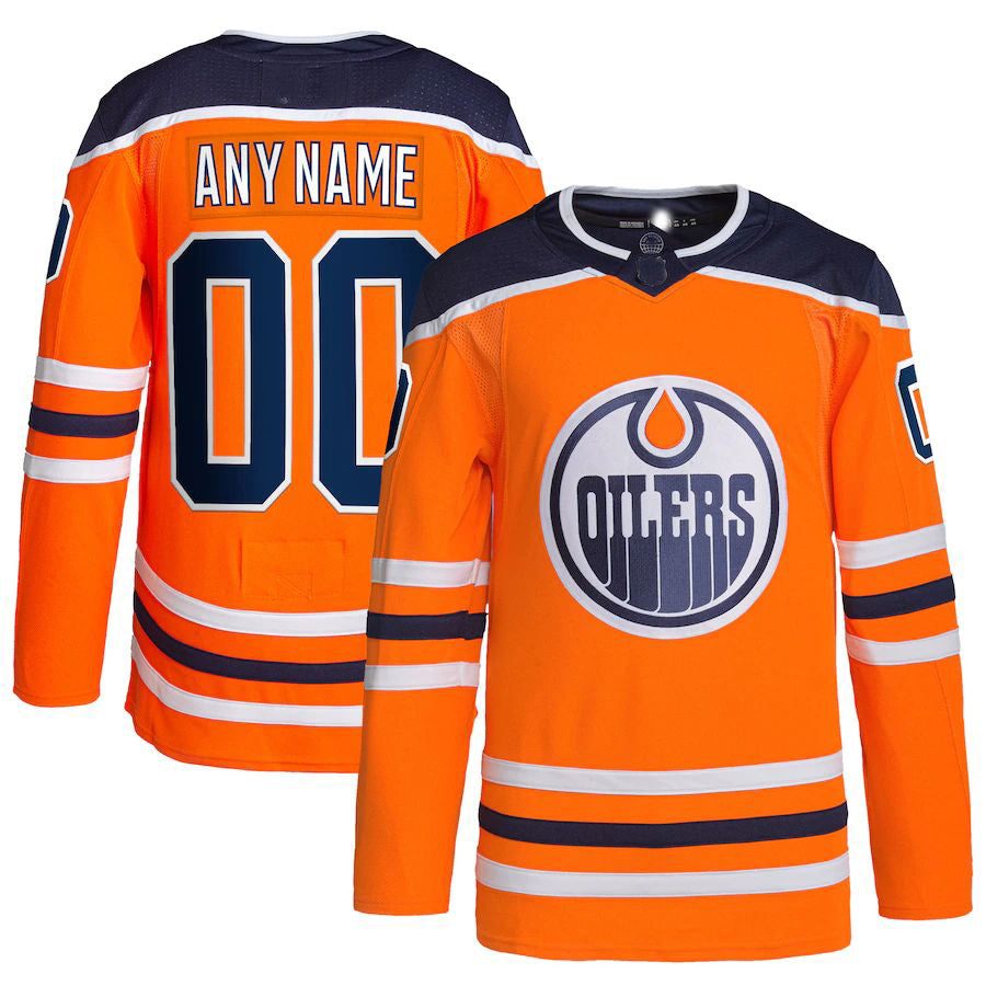 Custom E.Oilers Home Authentic Pro Orange Jersey Stitched American Hockey Jerseys - Main View