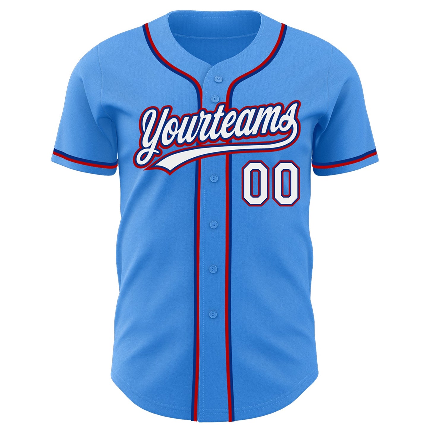 Custom Electric Blue White Royal-Red Authentic Baseball Jersey view 2