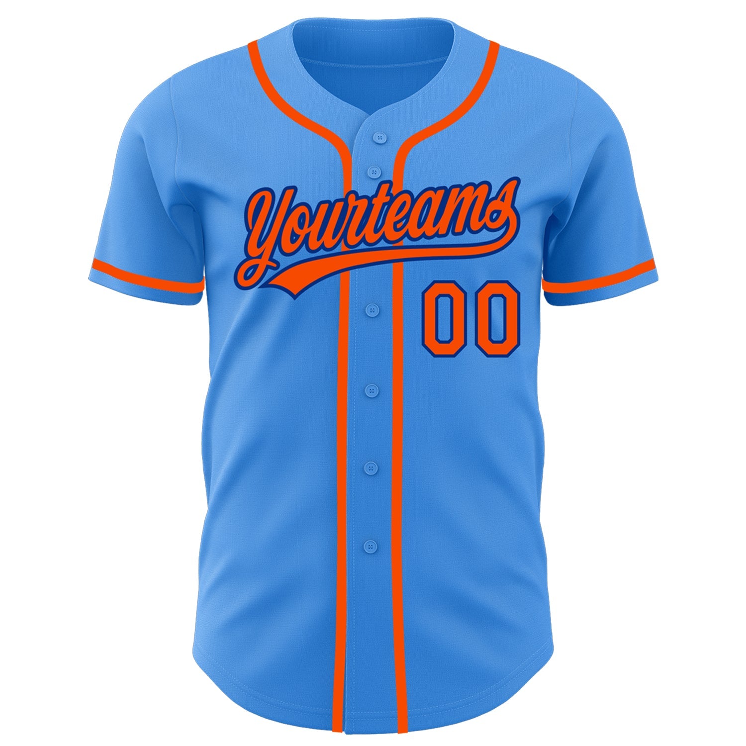 Custom Electric Blue Orange-Royal Authentic Baseball Jersey view 2