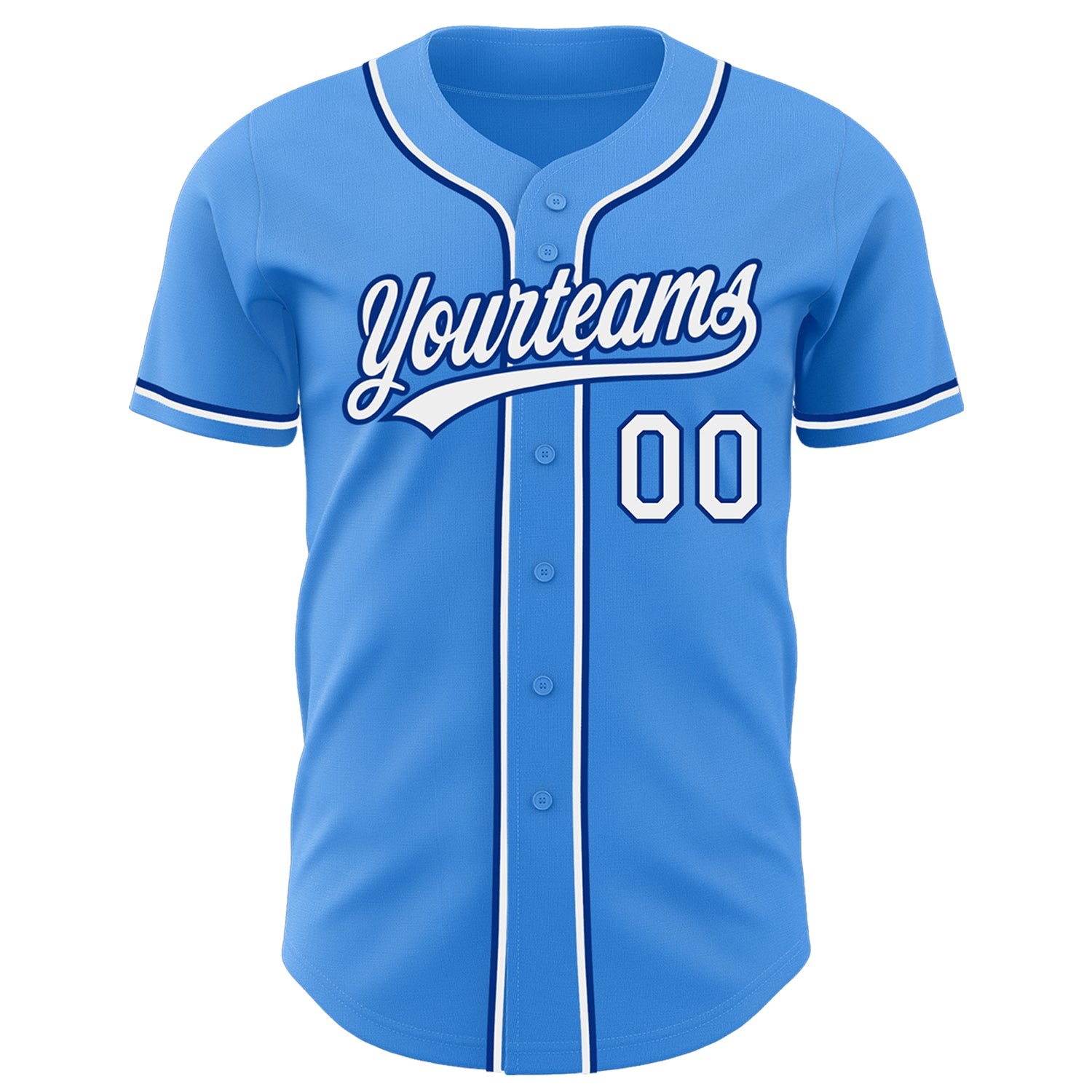 Custom Electric Blue White-Royal Authentic Baseball Jersey view 2