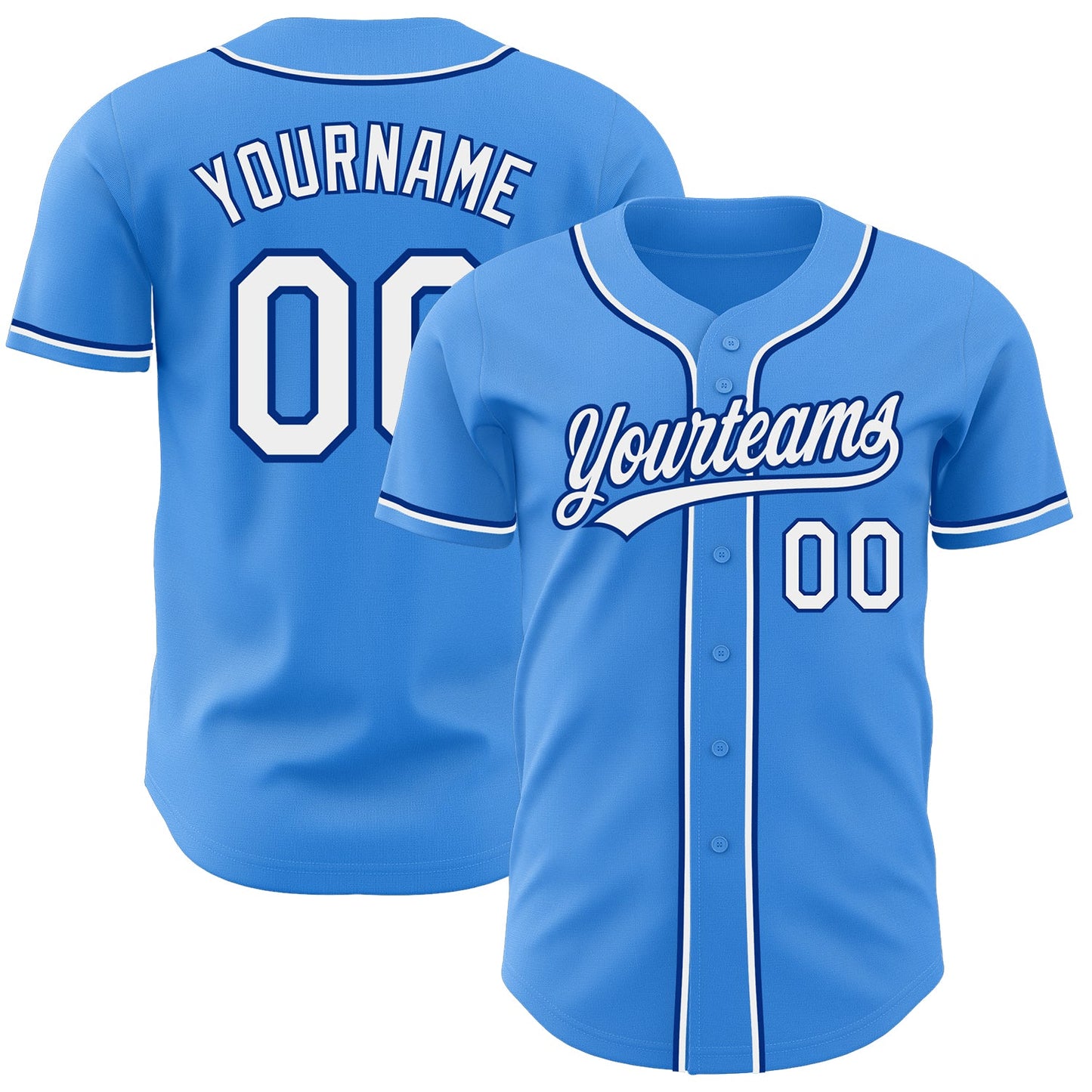 Custom Electric Blue White-Royal Authentic Baseball Jersey - Main View