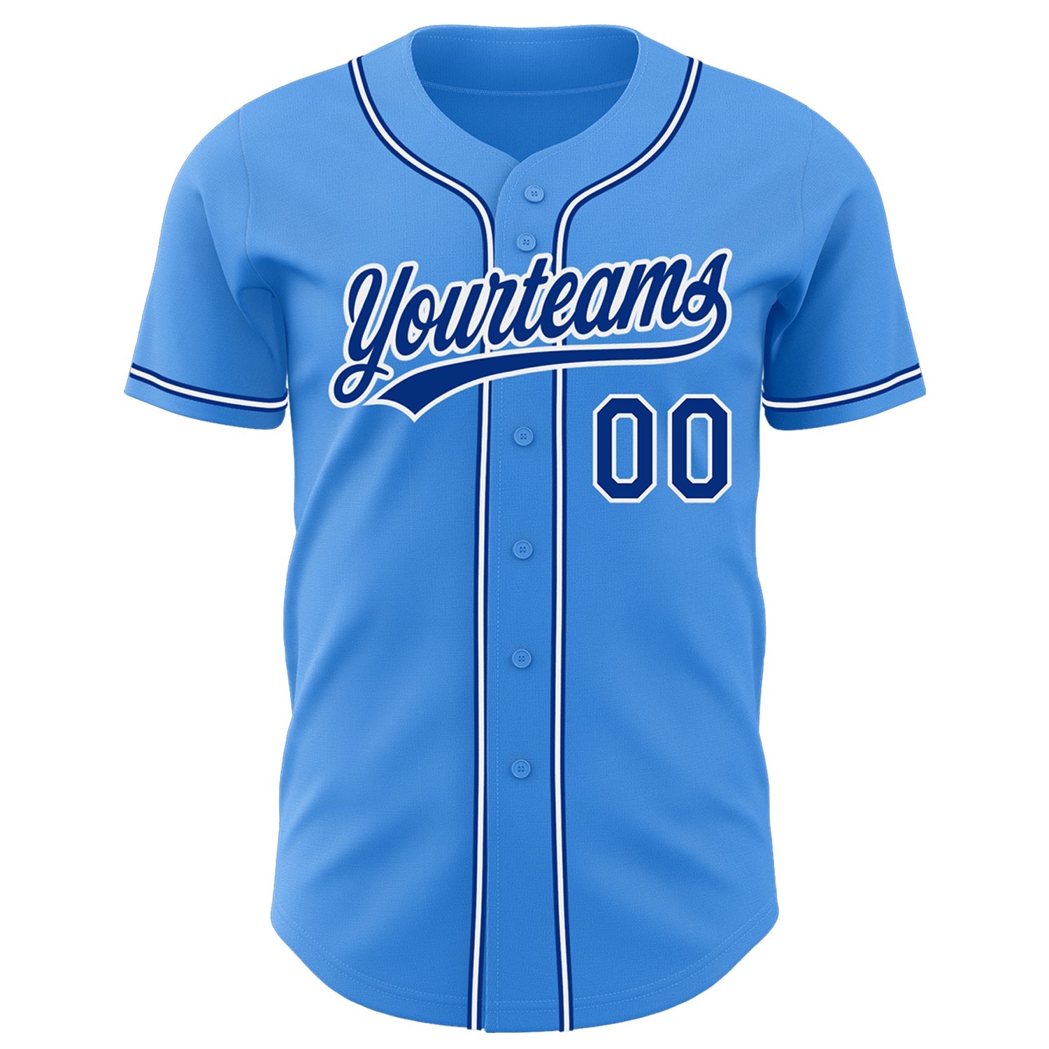 Custom Electric Blue Royal-White Authentic Baseball Jersey view 2