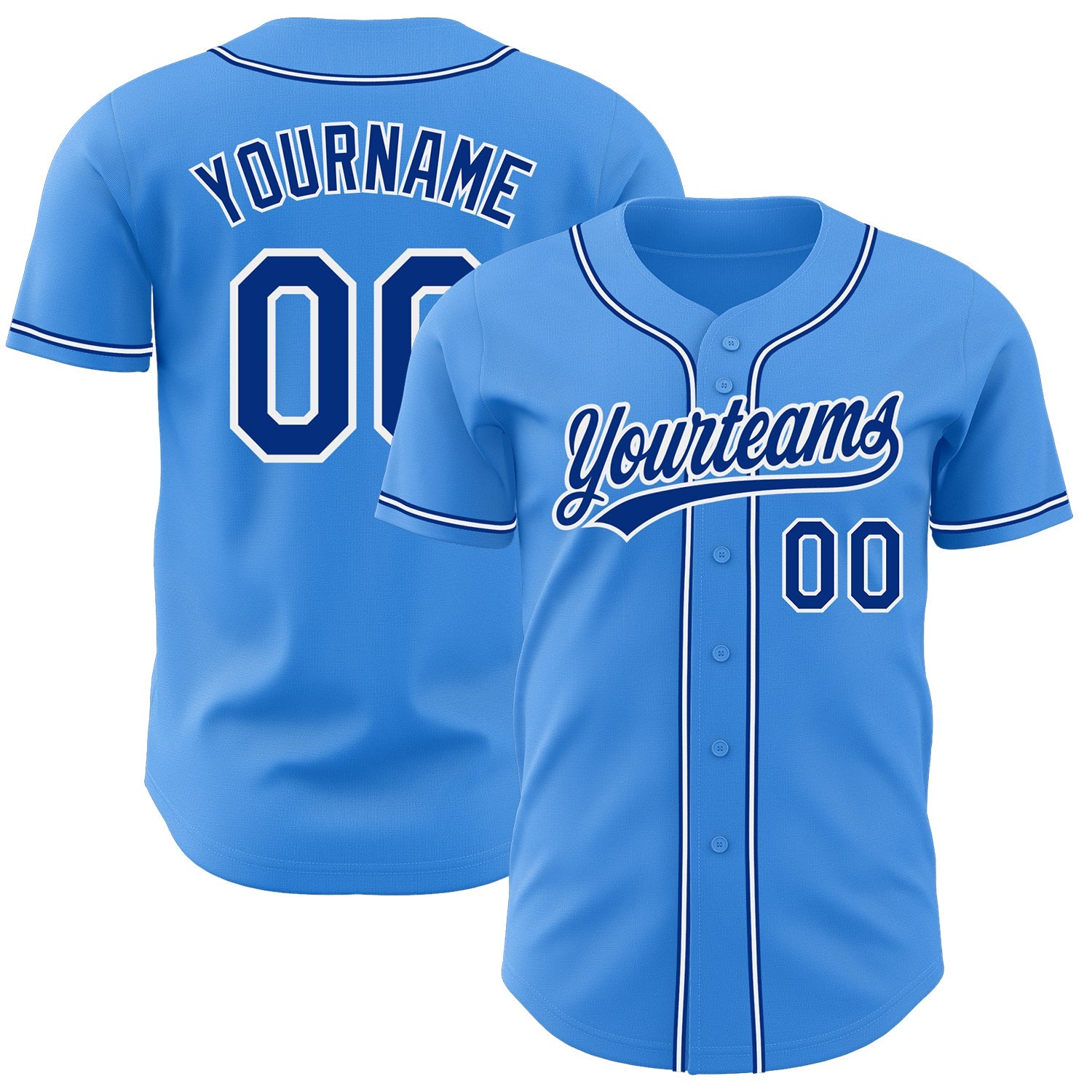 Custom Electric Blue Royal-White Authentic Baseball Jersey - Main View