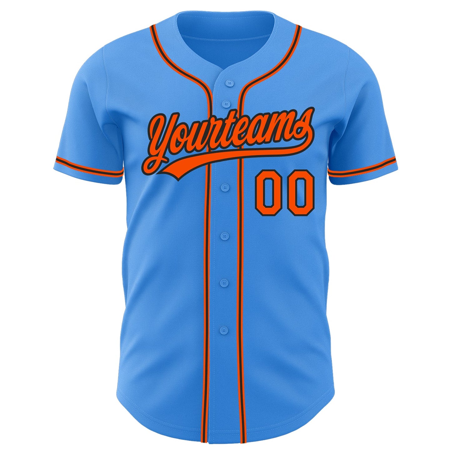 Custom Electric Blue Orange-Black Authentic Baseball Jersey view 2