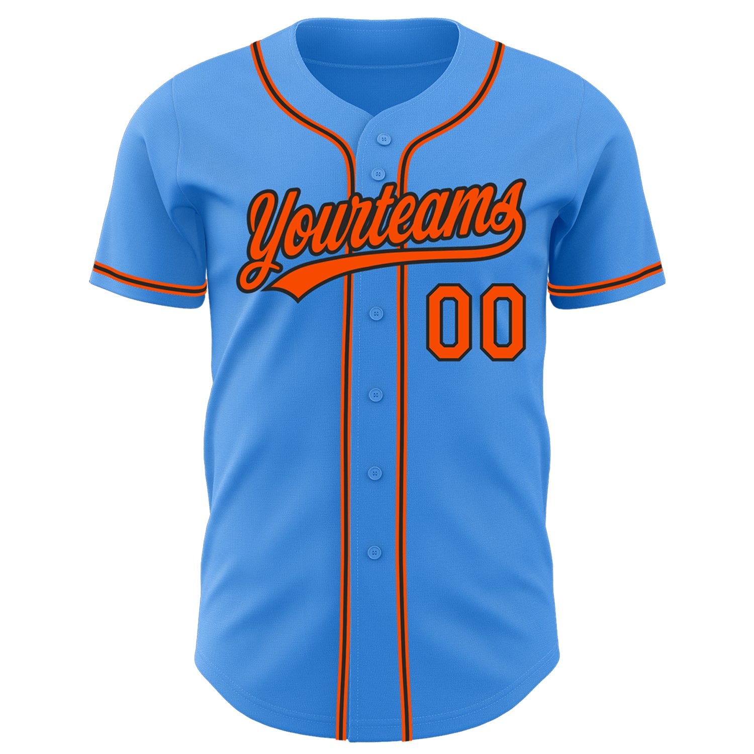 Custom Electric Blue Orange-Black Authentic Baseball Jersey view 2