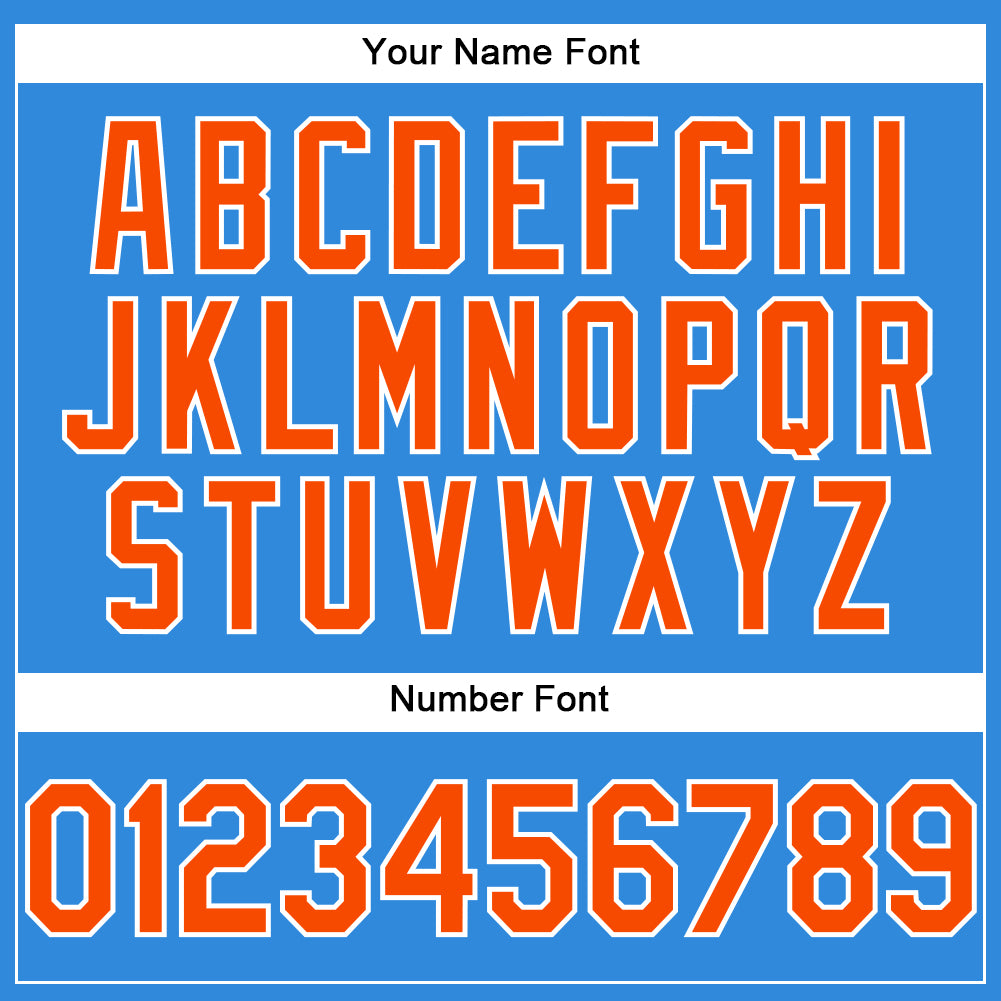 Custom Electric Blue Orange-White Authentic Baseball Jersey view 5