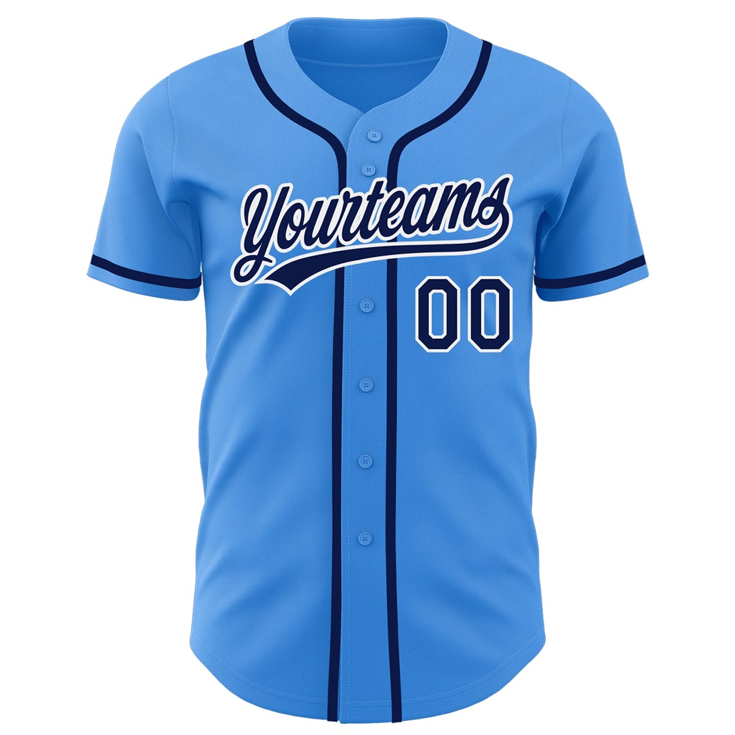 Custom Electric Blue Navy-White Authentic Baseball Jersey view 2