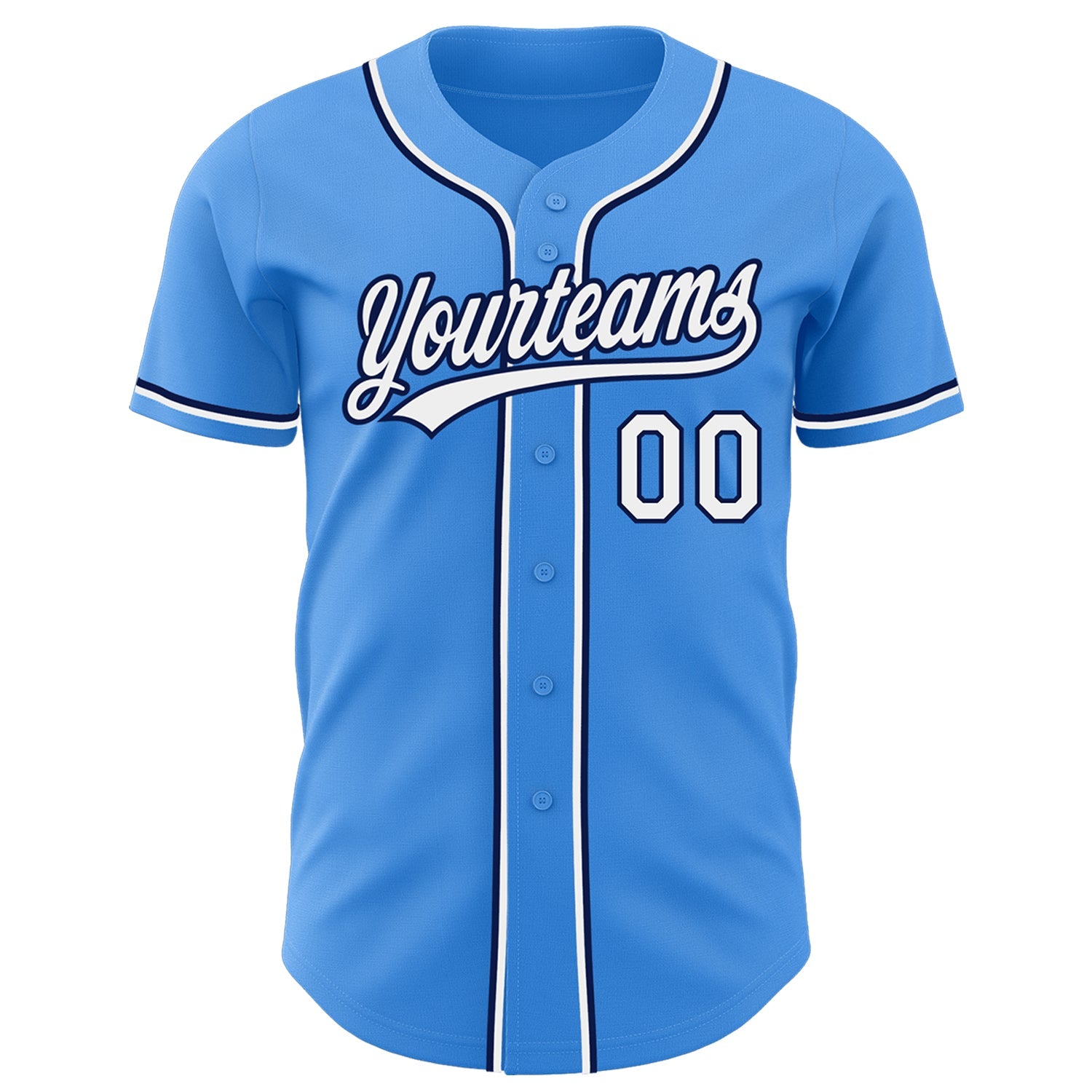 Custom Electric Blue White-Navy Authentic Baseball Jersey view 2