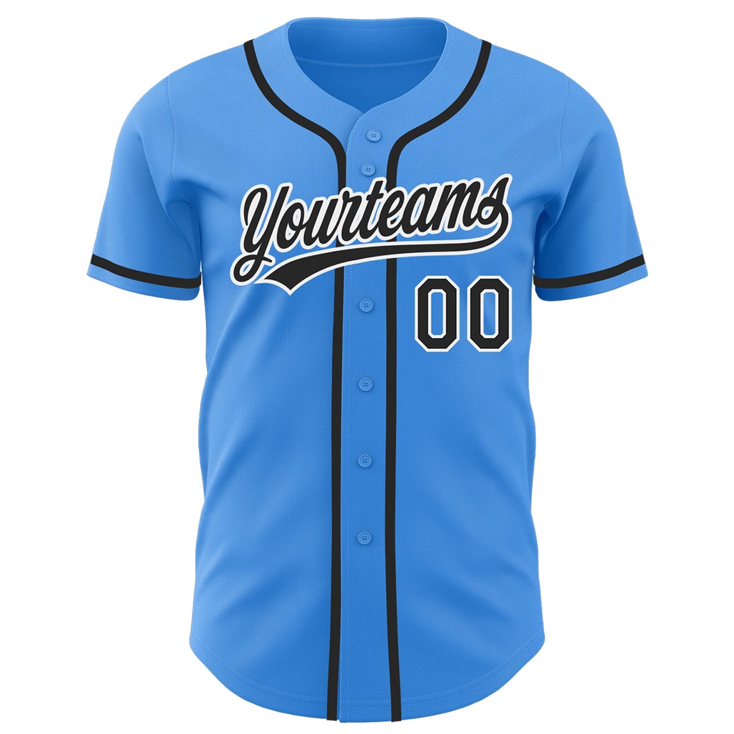 Custom Electric Blue Black-White Authentic Baseball Jersey view 2