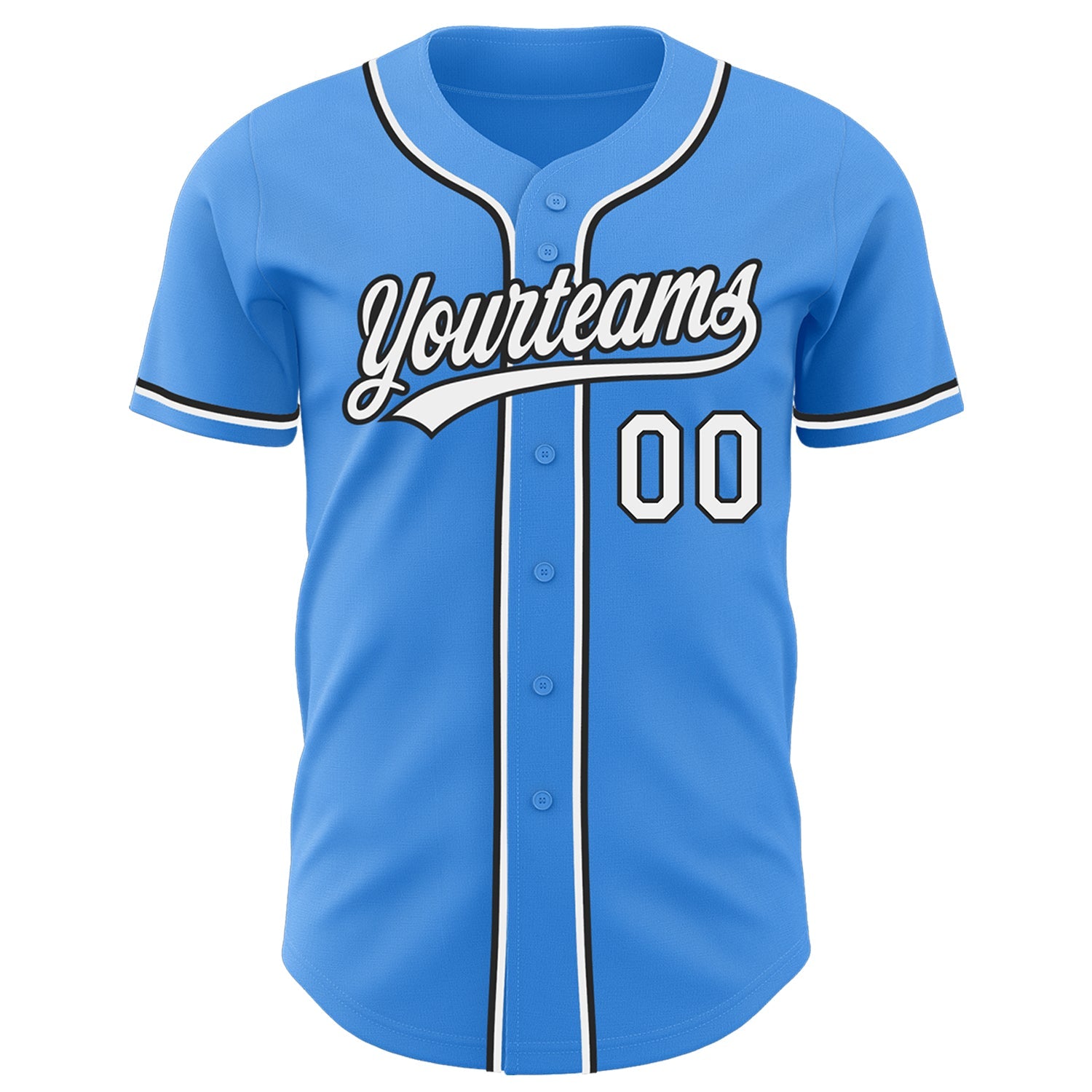 Custom Electric Blue White-Black Authentic Baseball Jersey view 2