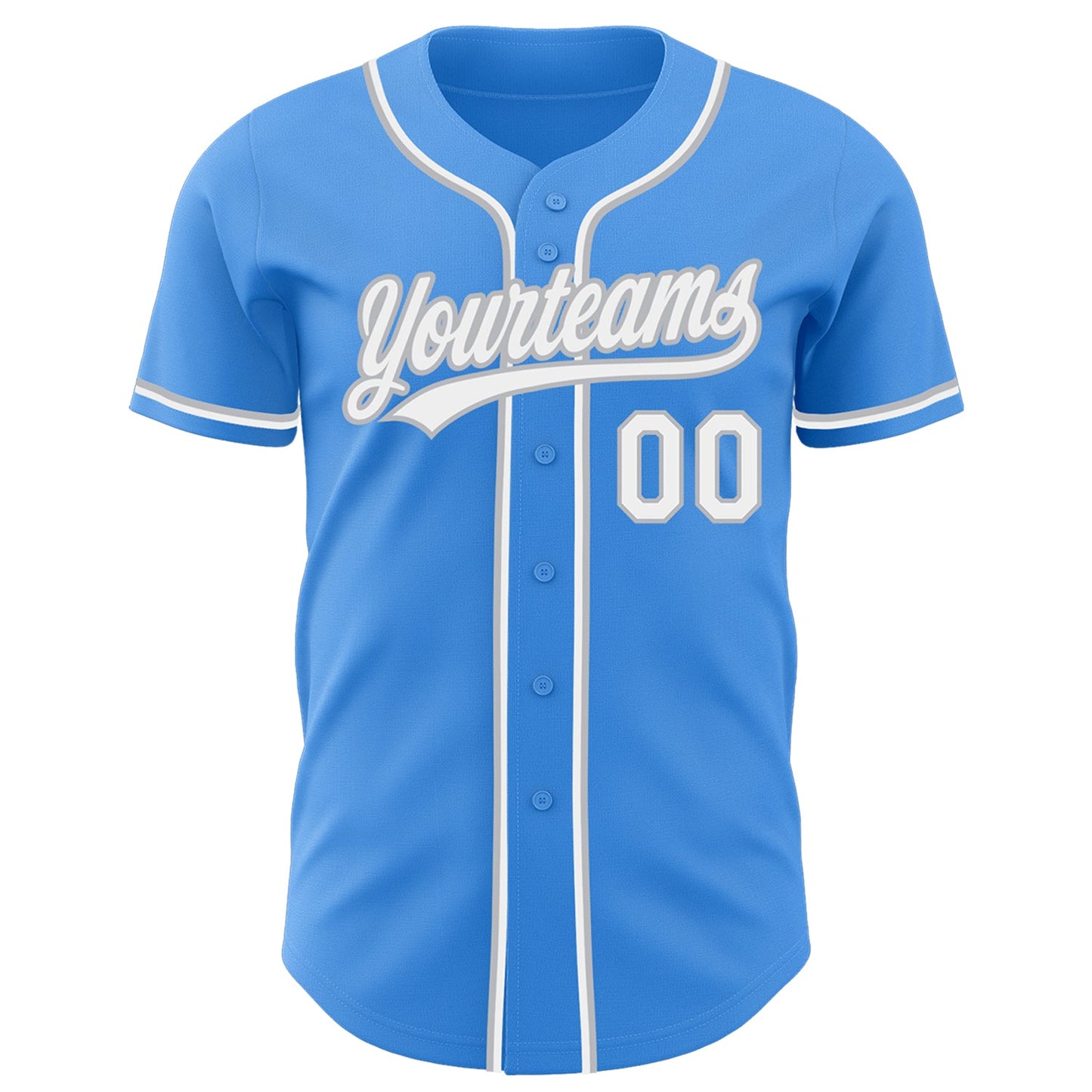 Custom Electric Blue White-Gray Authentic Baseball Jersey view 2