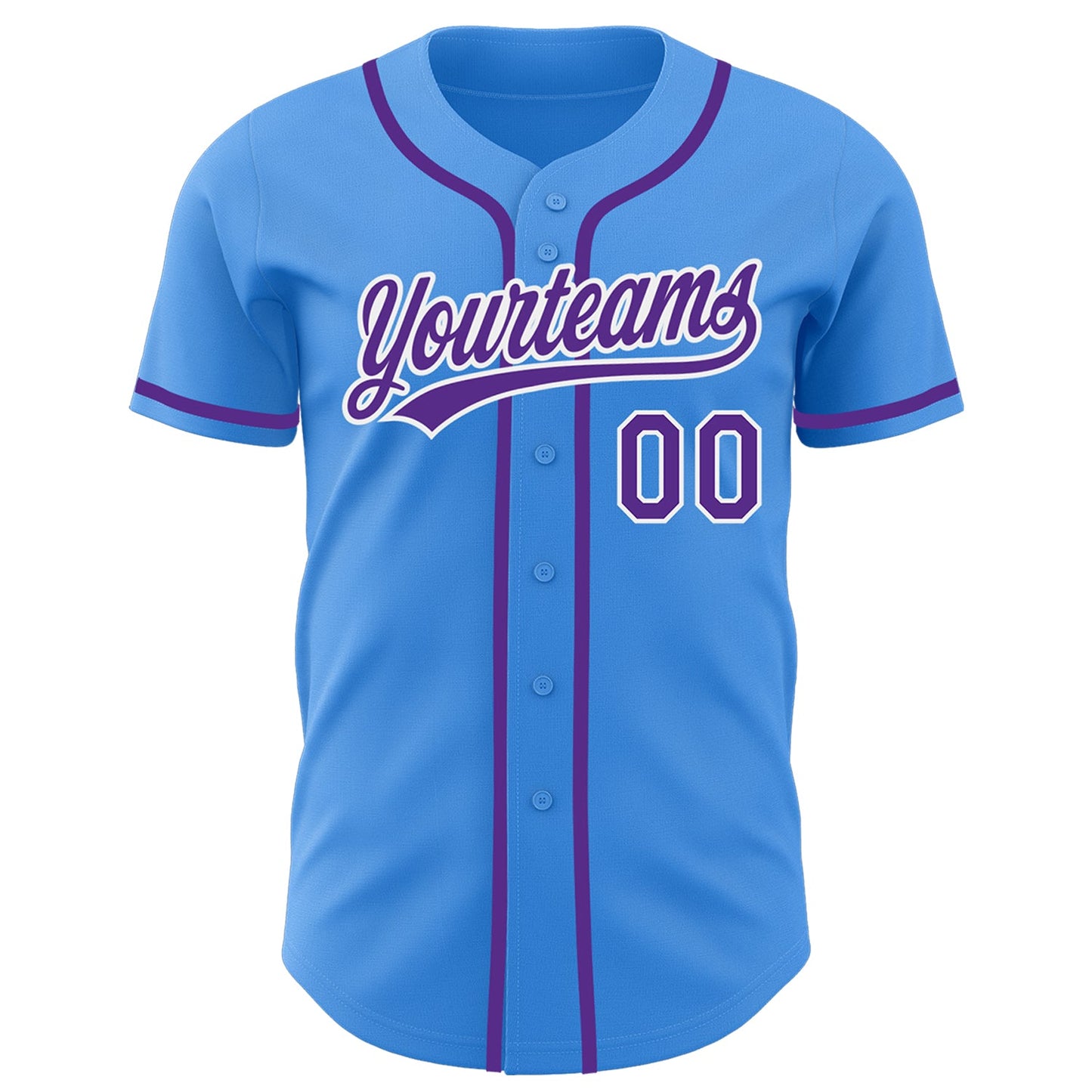Custom Electric Blue Purple-White Authentic Baseball Jersey view 2