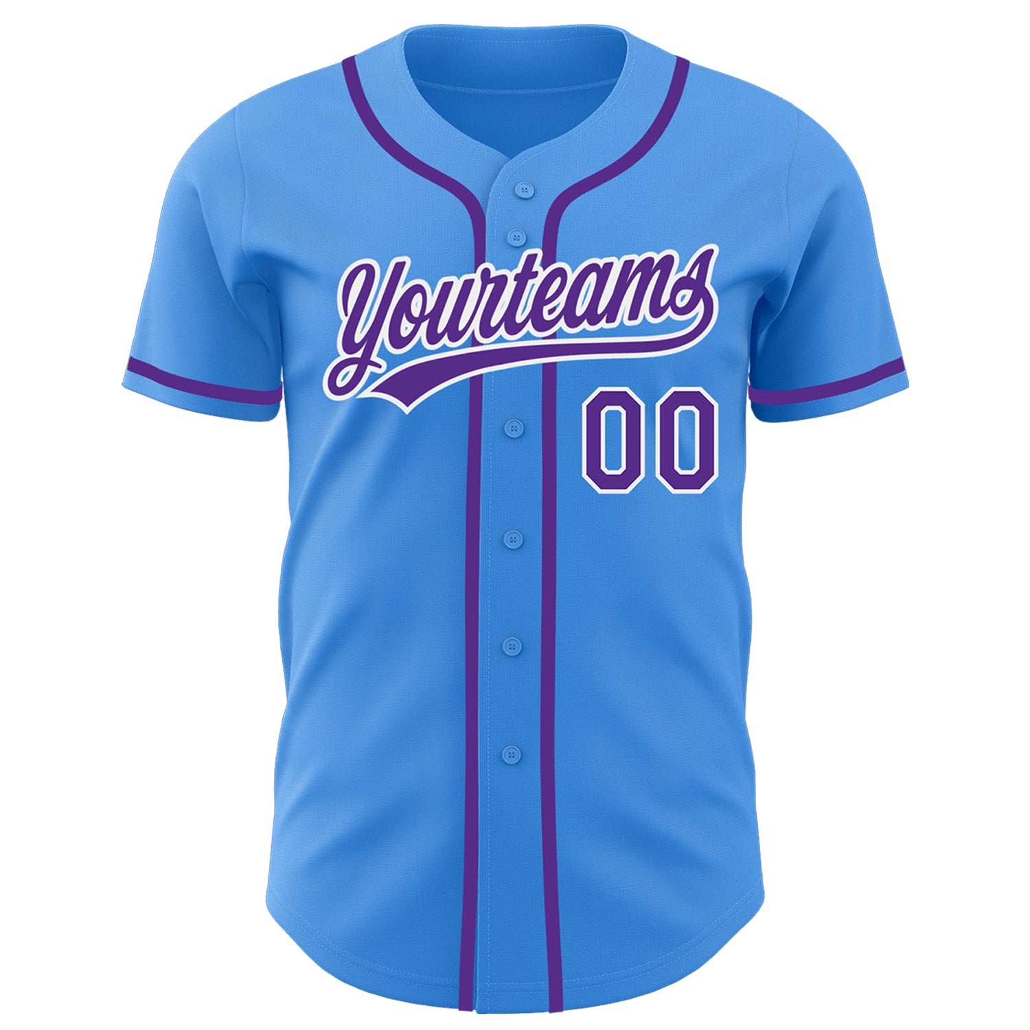 Custom Electric Blue Purple-White Authentic Baseball Jersey view 2