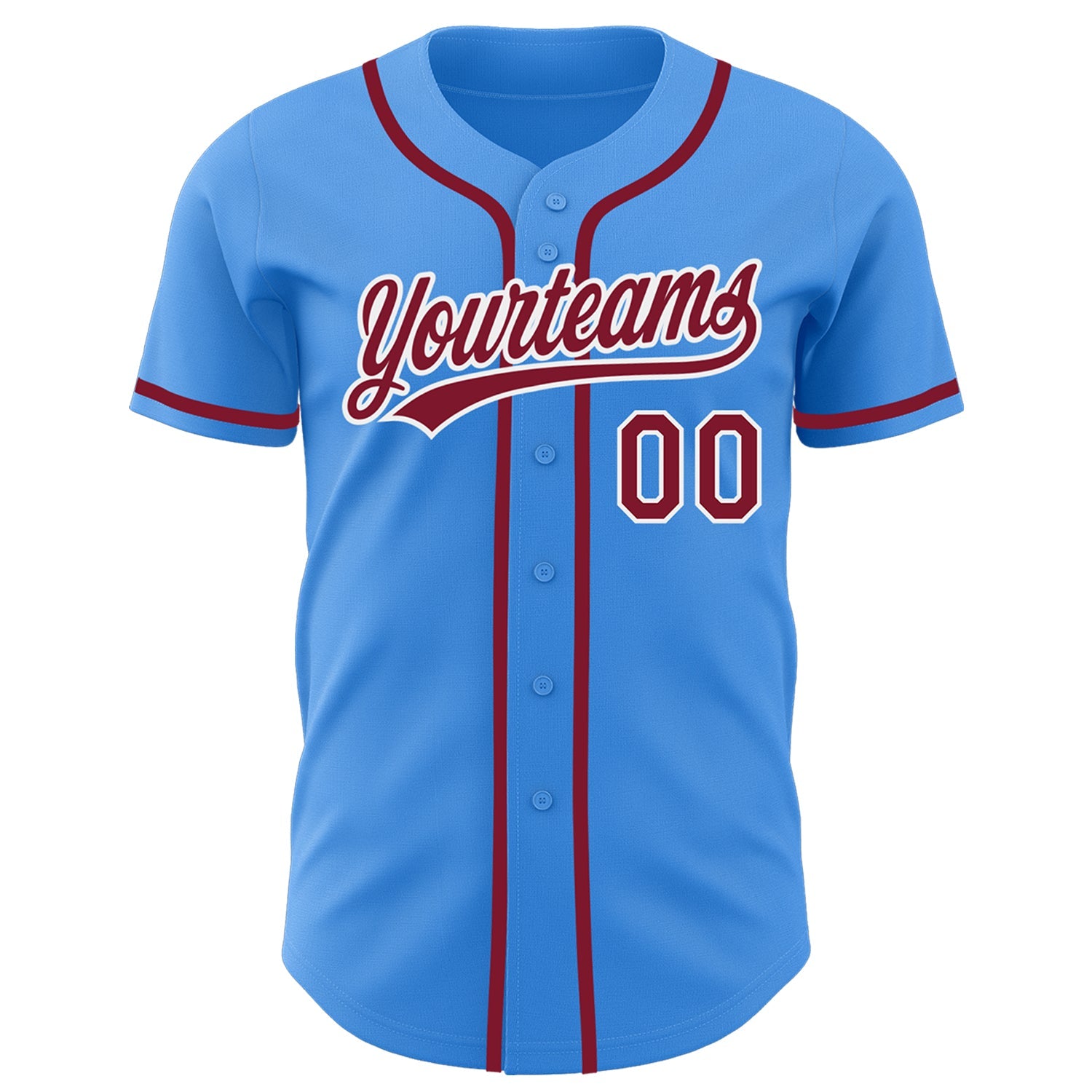 Custom Electric Blue Crimson-White Authentic Baseball Jersey view 2