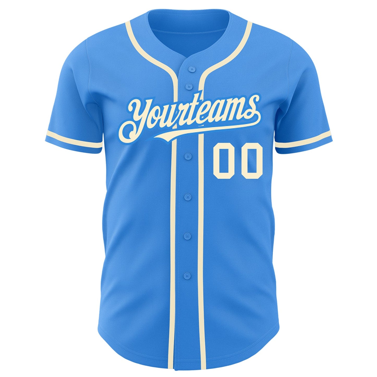 Custom Electric Blue Cream Authentic Baseball Jersey view 2