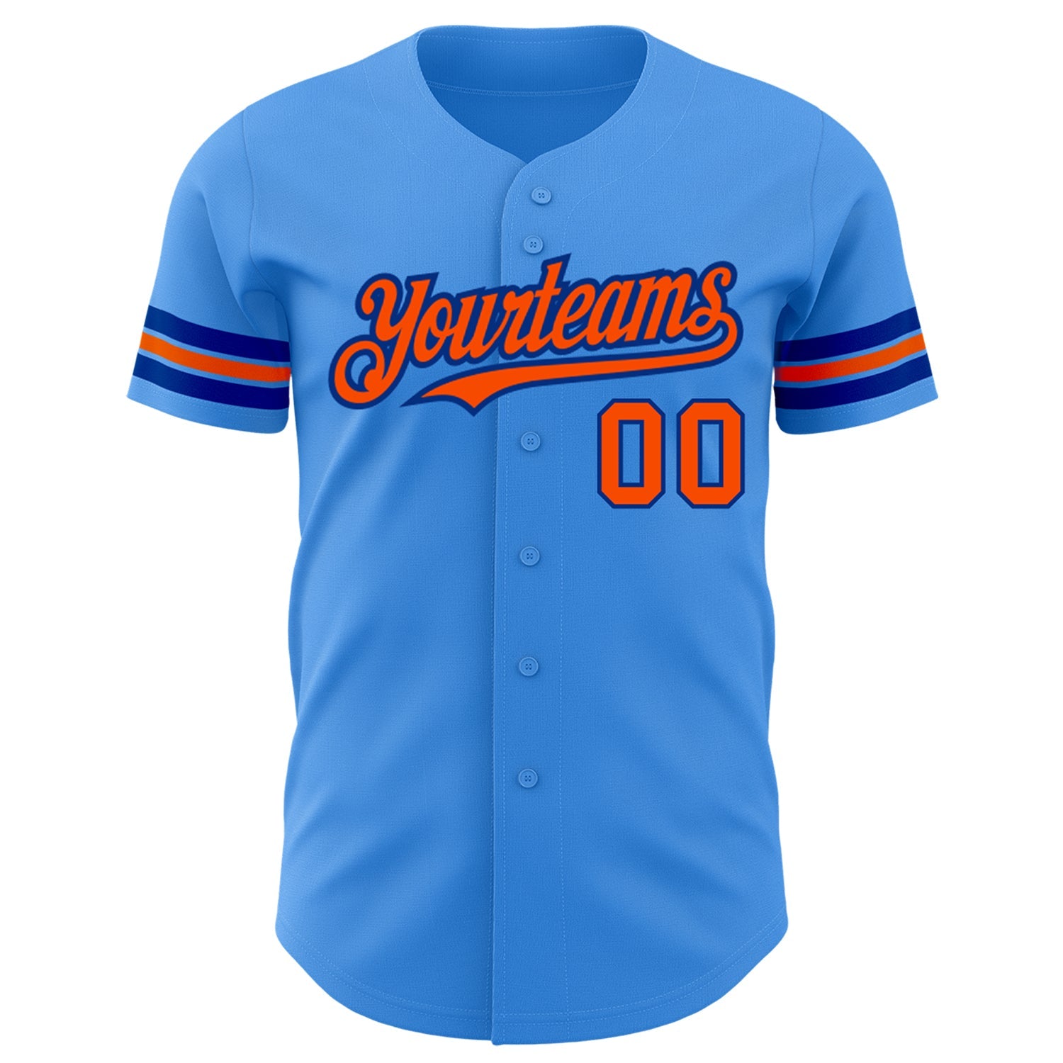Custom Electric Blue Orange-Royal Authentic Baseball Jersey view 2