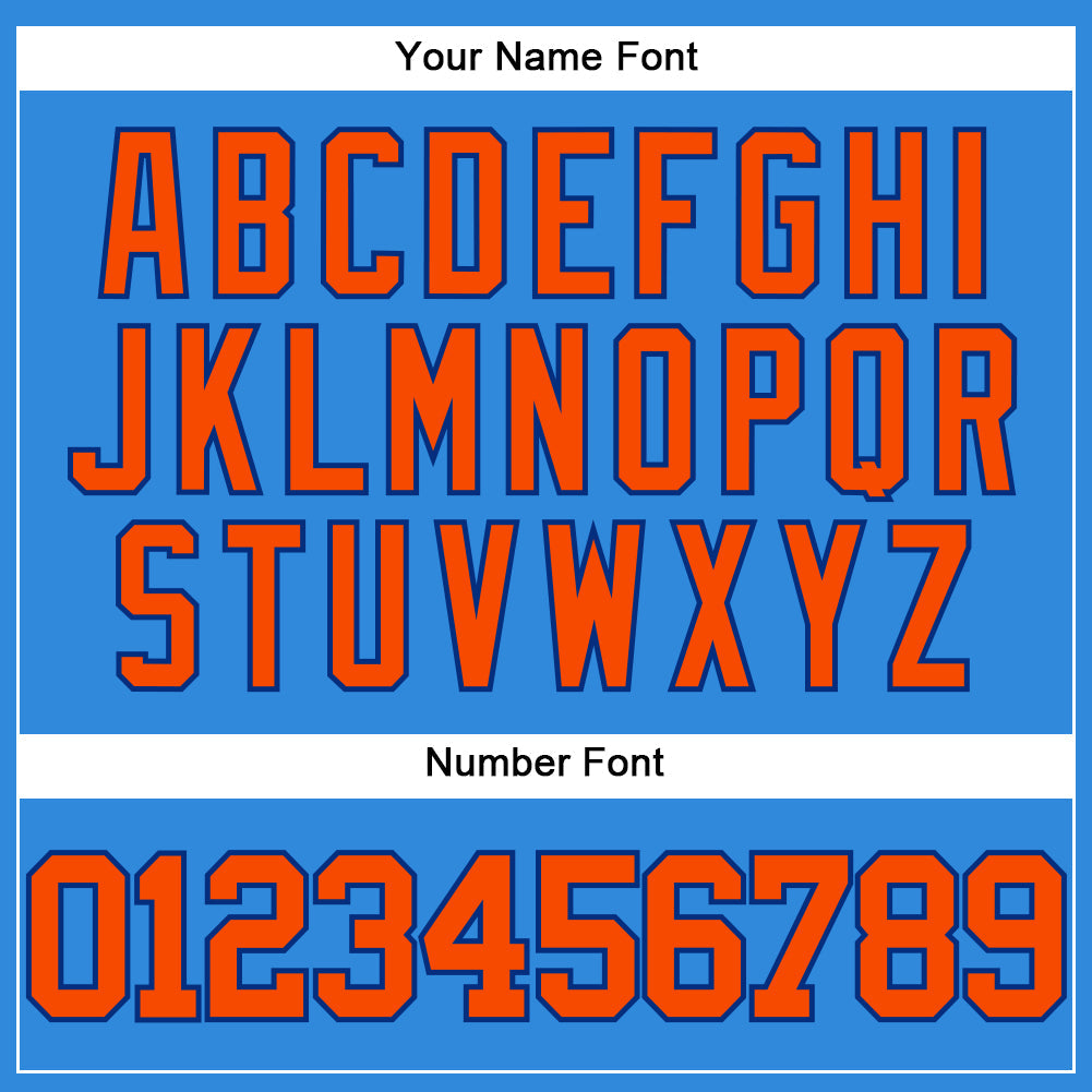Custom Electric Blue Orange-Royal Authentic Baseball Jersey view 5