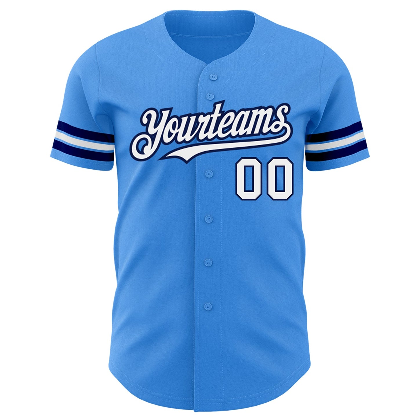 Custom Electric Blue White-Navy Authentic Baseball Jersey view 2