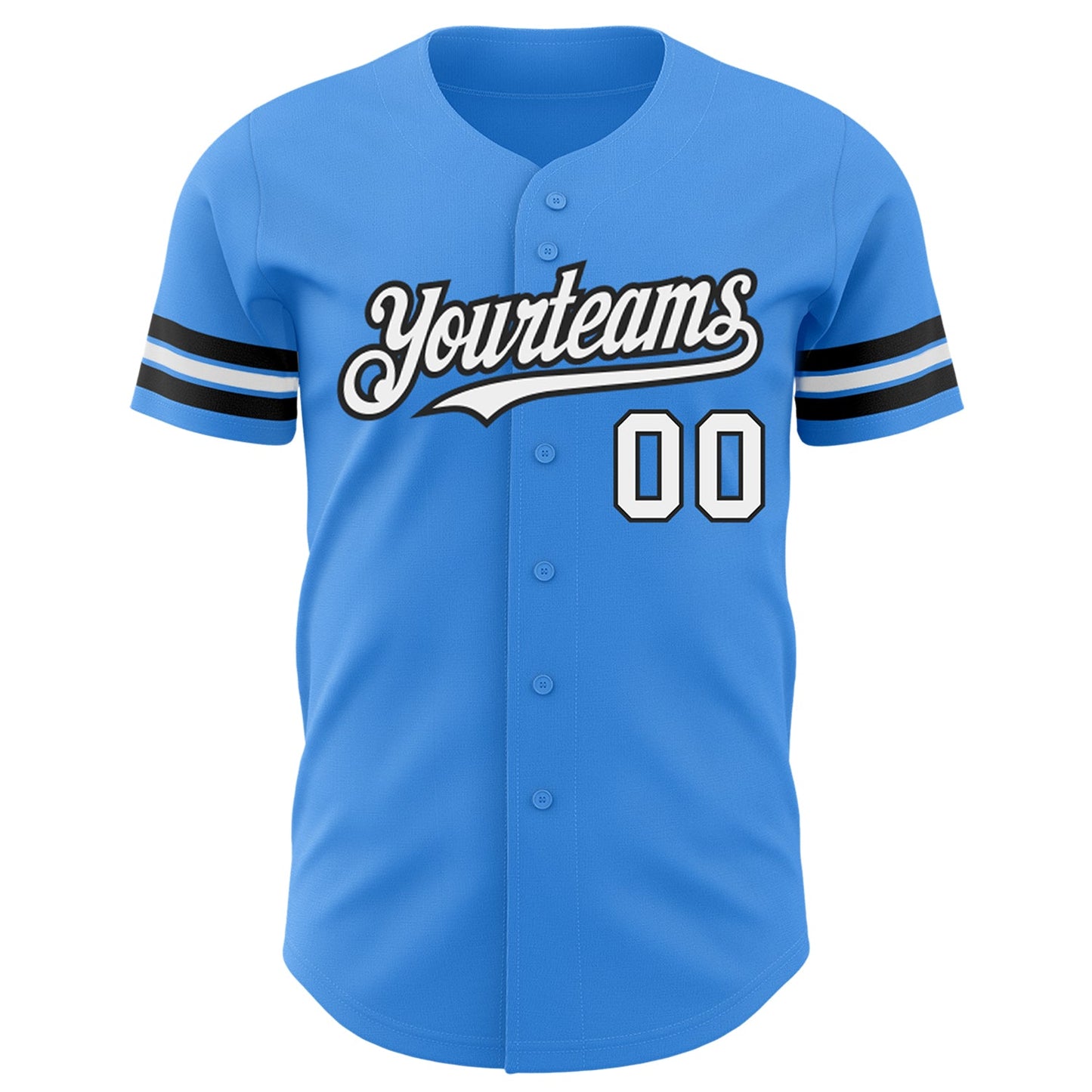 Custom Electric Blue White-Black Authentic Baseball Jersey view 2