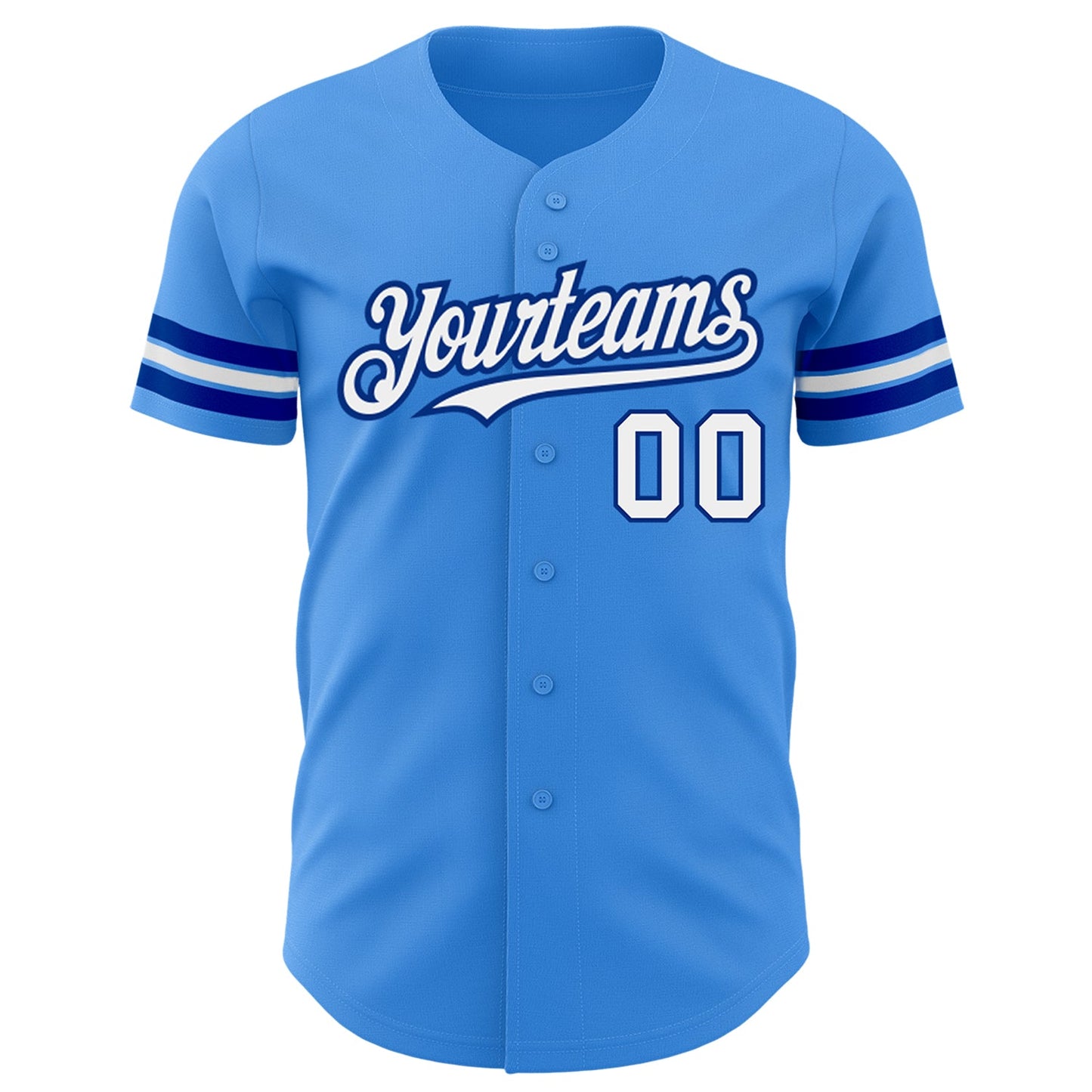Custom Electric Blue White-Royal Authentic Baseball Jersey view 2