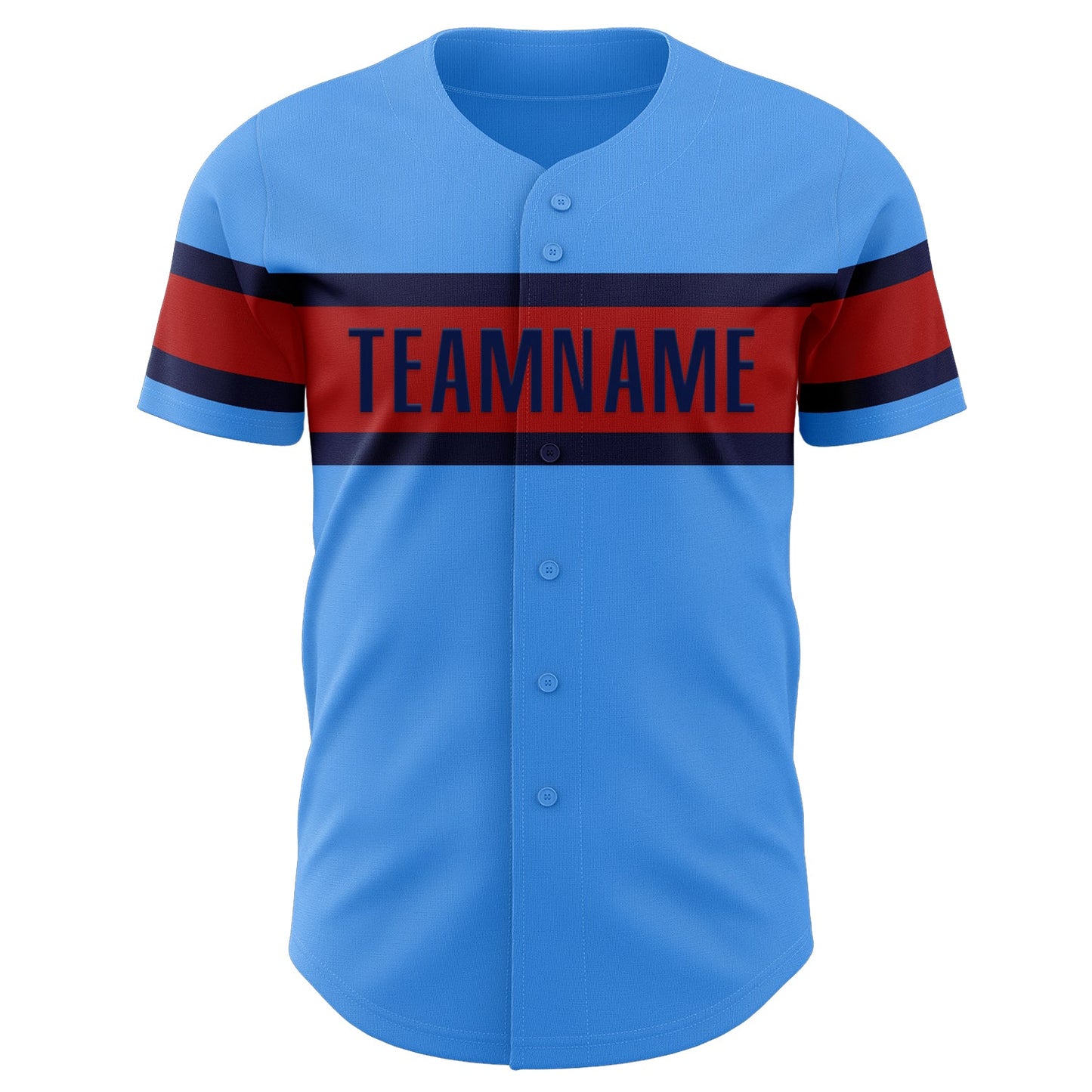 Custom Electric Blue Red-Navy Authentic Baseball Jersey view 2