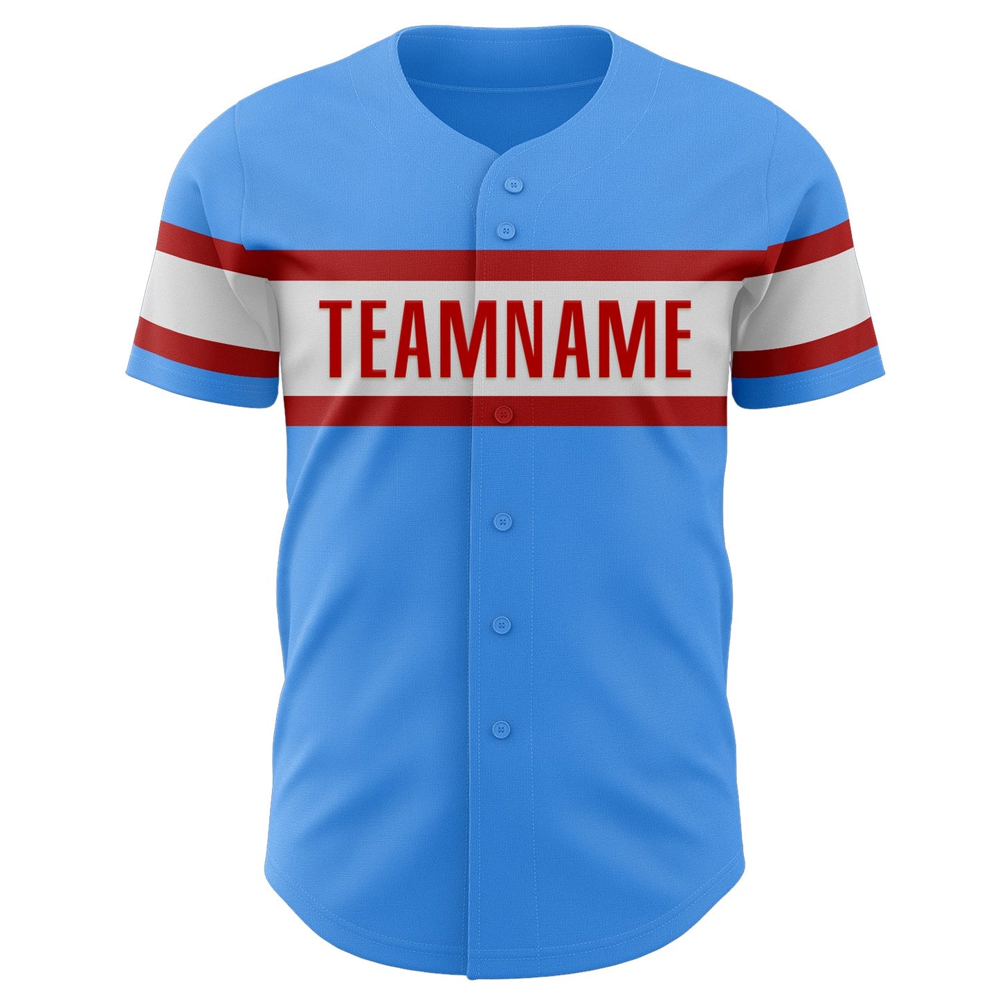 Custom Electric Blue Red-White Authentic Baseball Jersey view 2