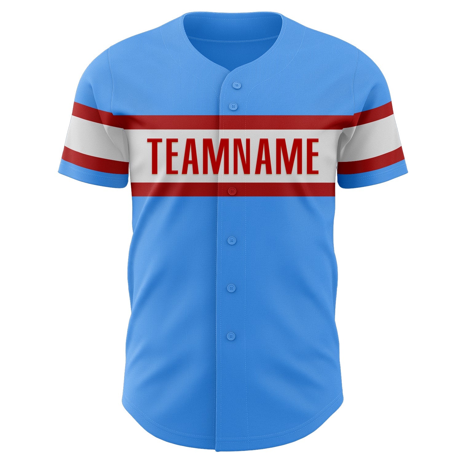 Custom Electric Blue Red-White Authentic Baseball Jersey view 2
