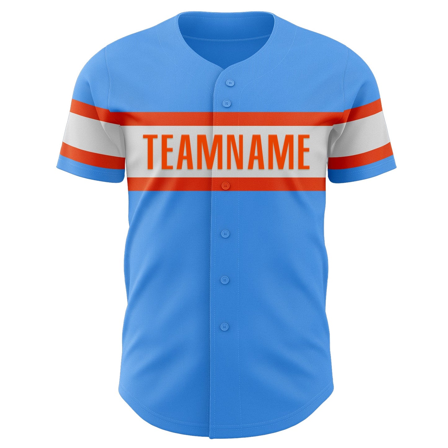 Custom Electric Blue Orange-White Authentic Baseball Jersey view 2