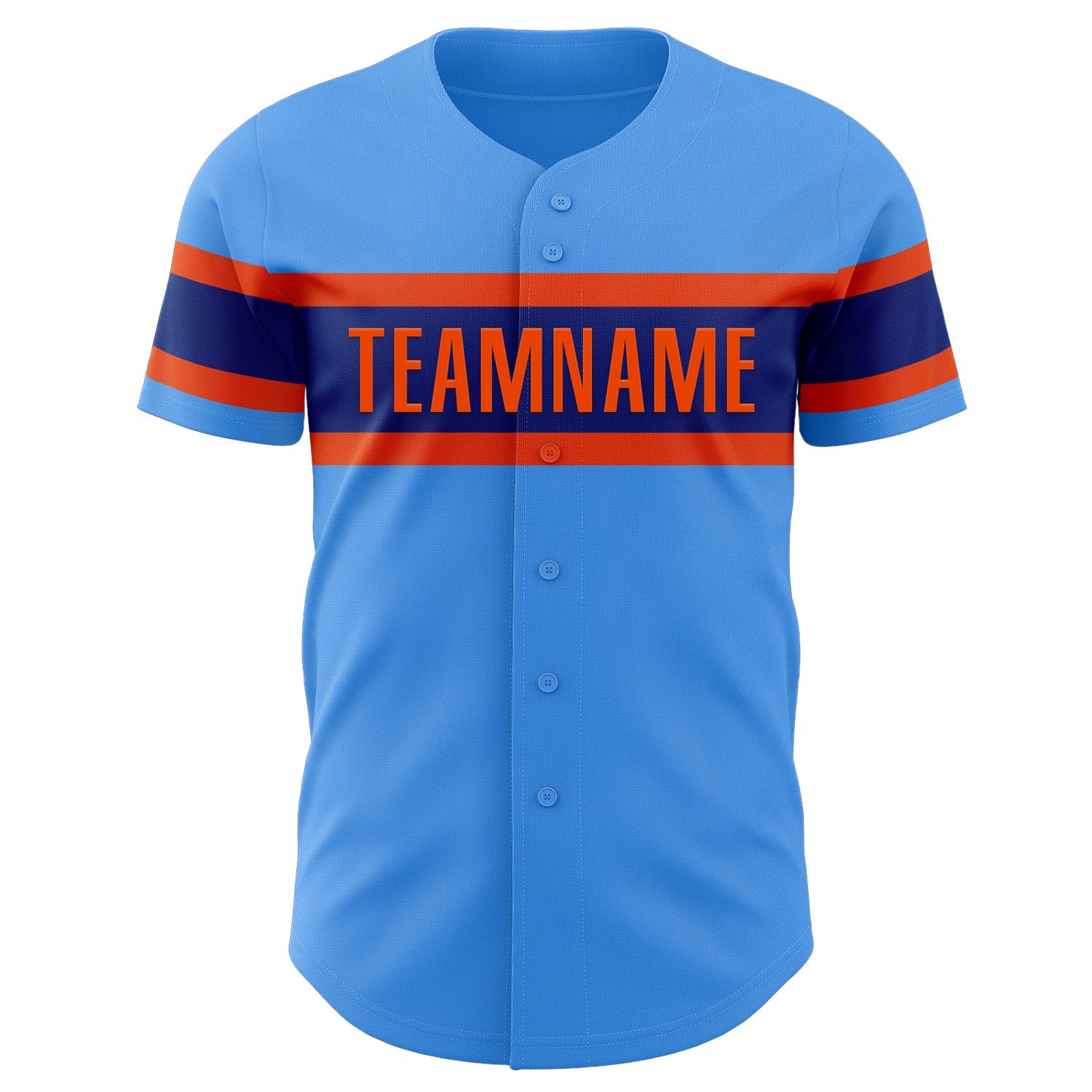 Custom Electric Blue Orange-Royal Authentic Baseball Jersey view 2